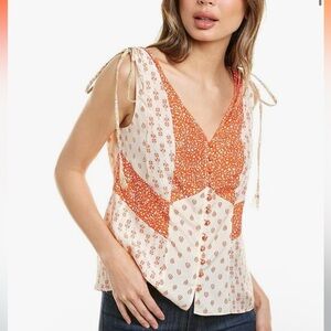Rebecca Taylor Mix Print Sleeveless Silk Blouse - Size Medium